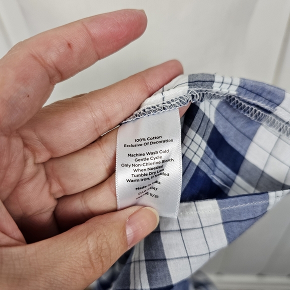 Talbots Boho Blue Blossom Plaid Smocked Blouse Women's Medium - Picture 7 of 7